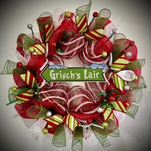 Grinch Christmas wreath XL 22 inch handmade grinch decorations Whoville
